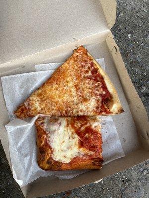 Traditional plain slice and a Sicilian Square