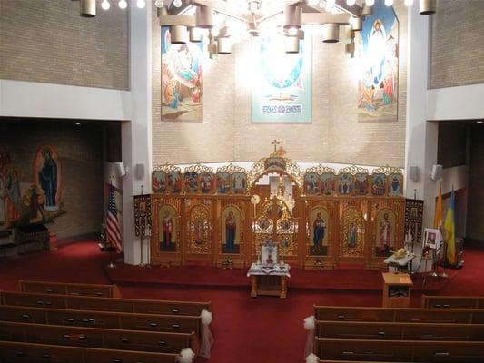 Church interior seen from the choir loft.