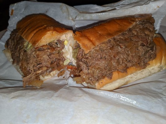 8" steak sub, LTM fried onions