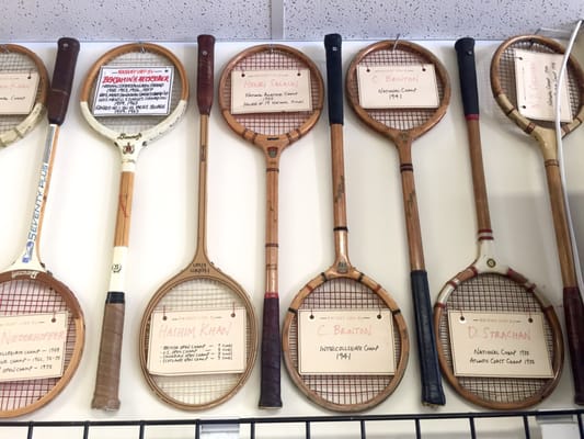 Old vintage racquets from past winners!