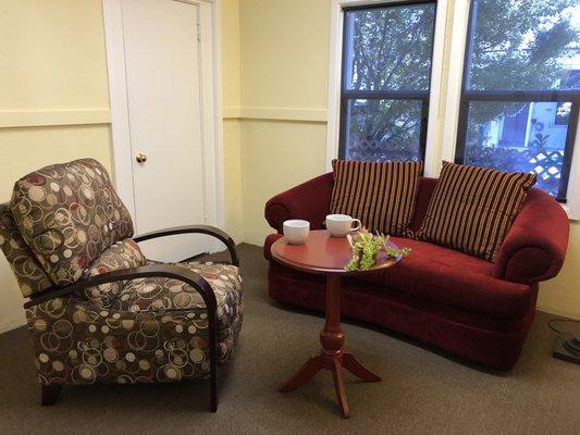 Comfortable room to sit and chat with a Tree of Life counselor.