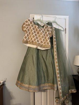 Bridesmaid lengha in sage green