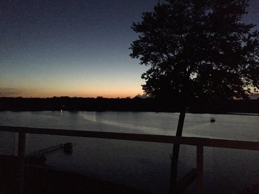 View from my deck overlooking the recreation area across the lake.