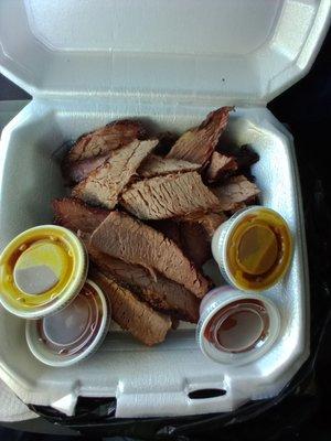 Brisket with little to no smoke ring.