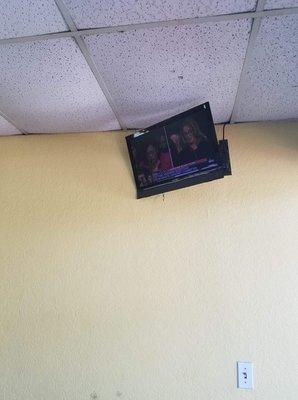 TV in waiting area.