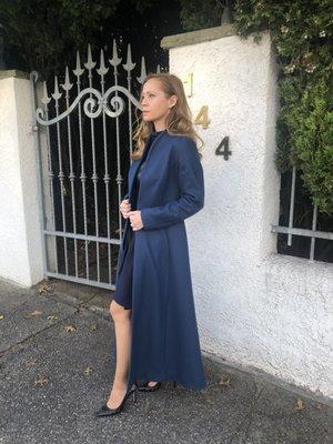 Long wool coat in Classic blue color !! Style OB# 278