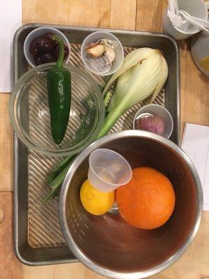 Ingredients prepped and ready for our cooking class