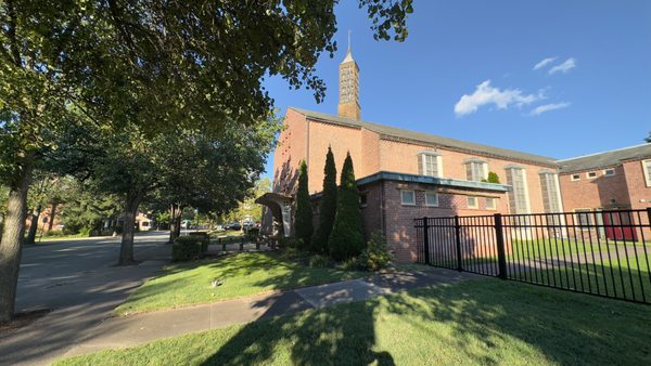 Right side view of the church entrance.