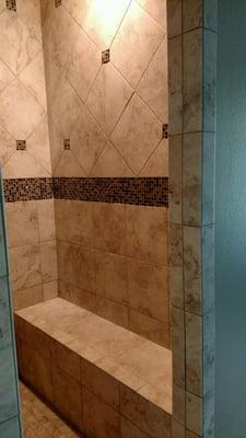 new custom shower with bench