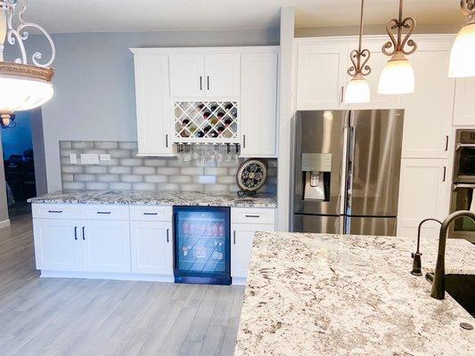 Good shot of our beverage fridge and wine rack