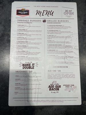 Menu (front side)