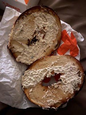 Bagel with worlds smallest amount of Cream Cheese