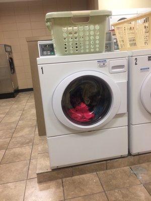 Doing laundry at Casey's general store!