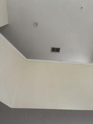 The area after they painted and textured the ceiling.