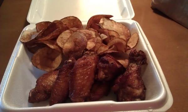 Teriyaki wings and hand-cut chips