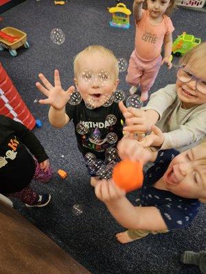 Bubble fun in toddler room!