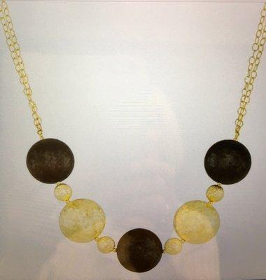 New black and yellow gold satin finish 18k yellow gold necklace!  Latest fashion trend and oh so pretty!