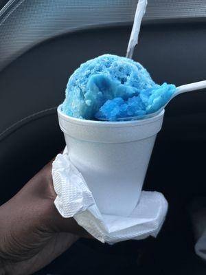 Blue coconut with cream