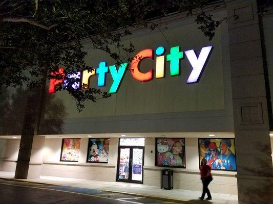 The front of the Party City store. See my friend Dawn posing there? It was unintentional and she is angry at me.