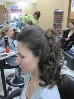 ringlet curls in the back with some height on the top