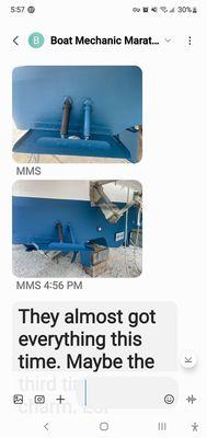 Pictures and messages from my mechanic. DOCUMENT EVERYTHING.