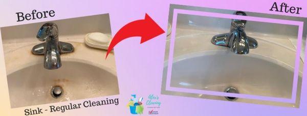 Before&after sink and faucet cleaning