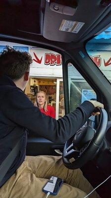 A drive-thru and it accommodates tall vehicles