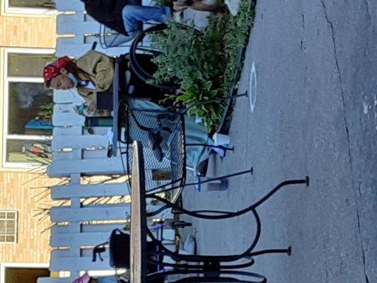 Residents outside on the patio