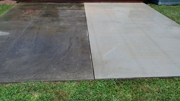 Before and After of pavement pressure washing