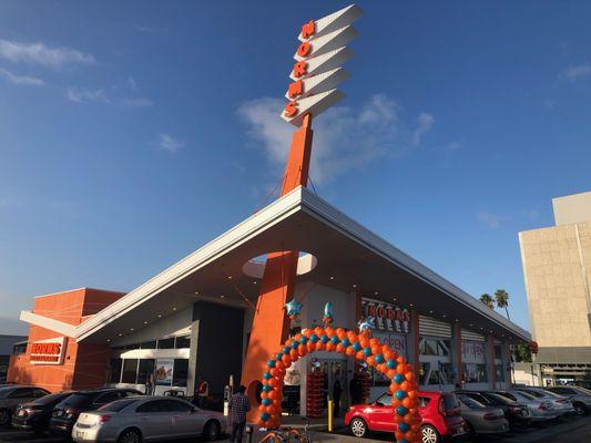 New pylon sign for Norms Restaurant in Inglewood, CA. Come visit Norms, open 24/7 and see the custom signage by Promotional Signs