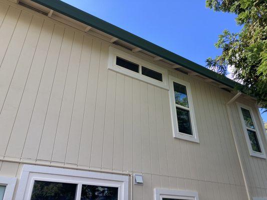 Dry rot siding replacement with new trim and paint.