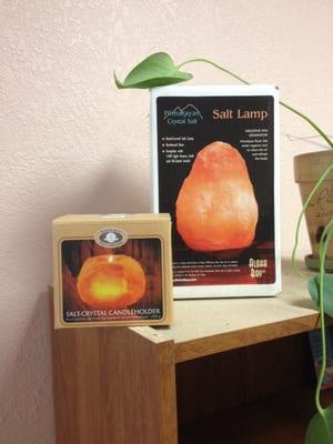 Himalayan Salt Lamps & candle holders.