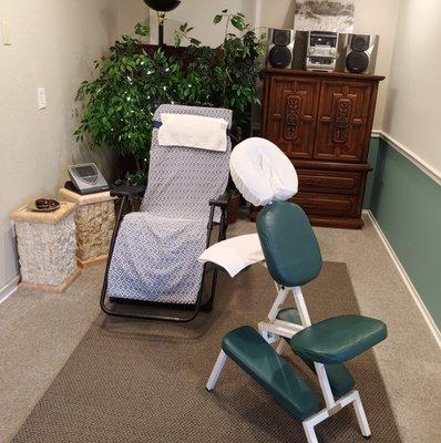 Combination chair and magnetic therapy.