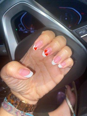 Gel French manicure with $5 hearts