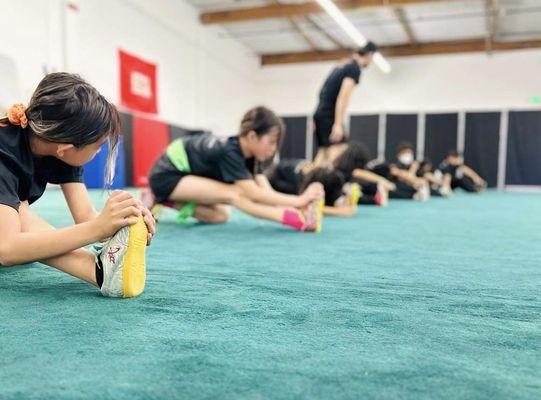 Stretching line during class