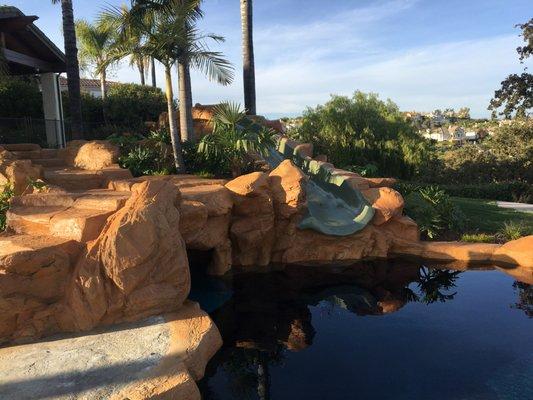 Pool (Pebble Tec), rockscape, concrete, landscape, slide, etc.