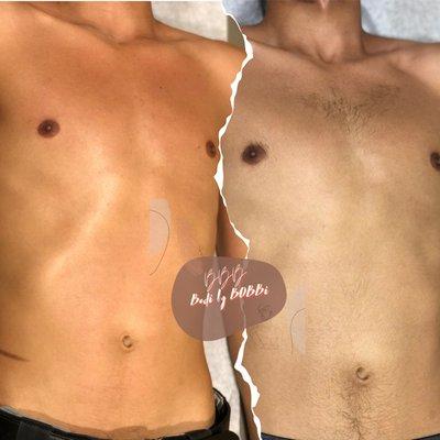 Men's Full Chest Wax before and after.