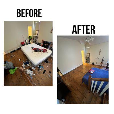 Bedroom before and after