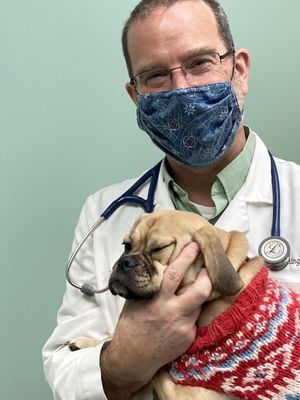 Dr. Fleming and Penny the Puggle.