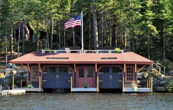 AJA Architecture designed a new boathouse for a private residence on a lake in the Adirondack mountains