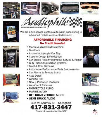 The Ozarks' Only One Stop Custom Auto Shop. We are nationally renowned mobile audio specialists. State of the Art autosound systems.