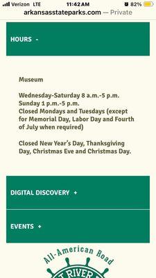 hours of operation for Hampson Archeological Museum State Park