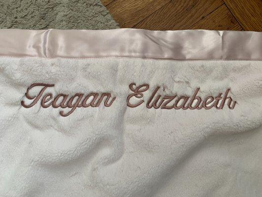 Custom embroidery with font and thread color they helped me select