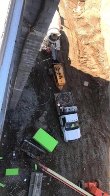 Truck and pump from above