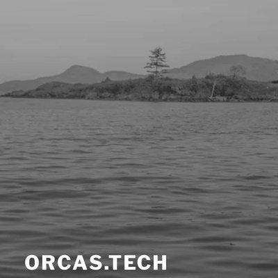 Photograph of Indian Island in the mist of Eastsound, Orcas Island, WA.