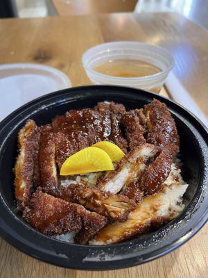 Chicken Katsudon with miso soup