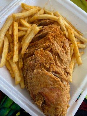 Whole fried snapper platter