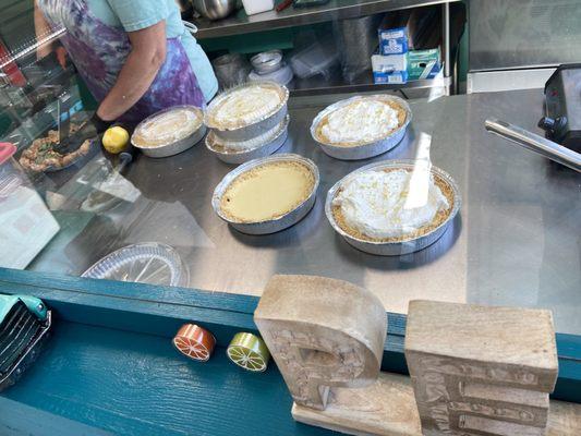 Pies being made.