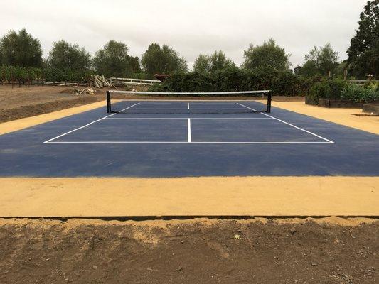 Pickle Court, Complete Base rock, asphalt install, Gold Chip Seal on borders. Santa Rosa CA... Ready for landscaping