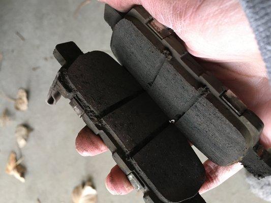 Brake pads that were on the car after they said they needed to be immediately replaced.